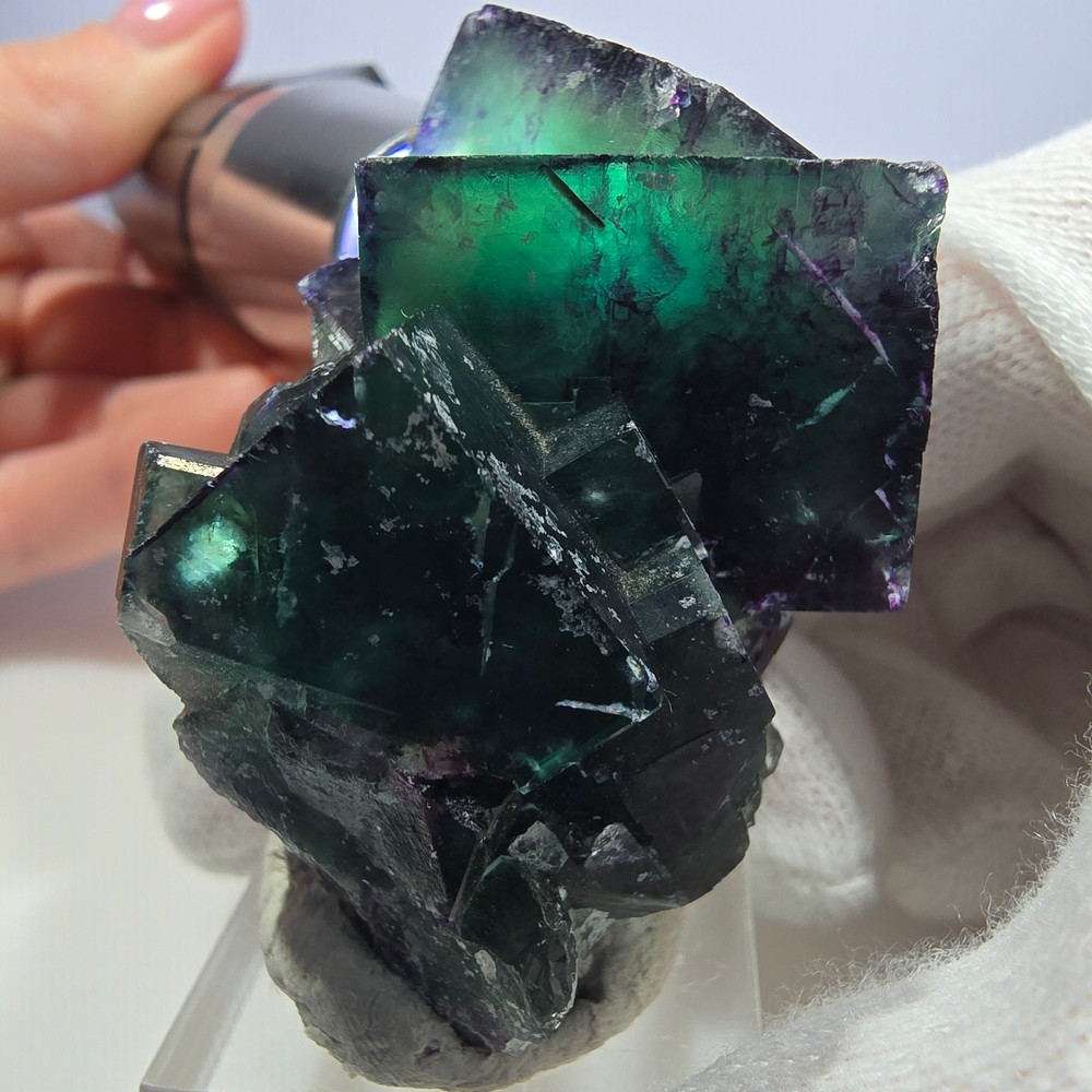 Clear Phantom Fluorite Cube Specimen zonal green purple Okorusu, Namibia