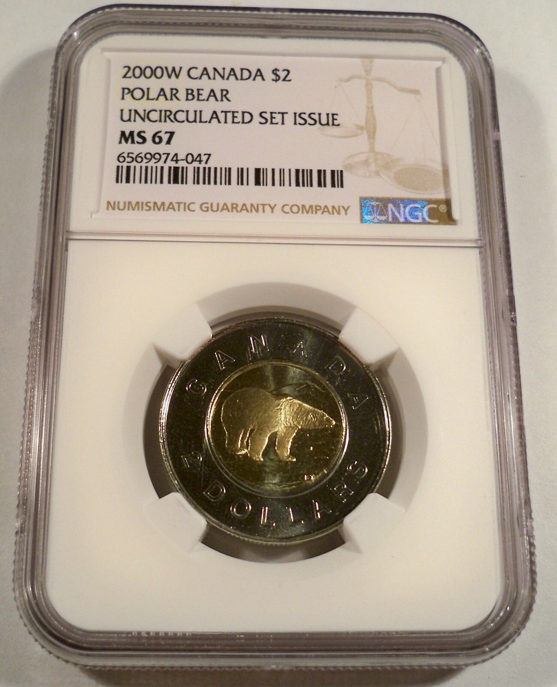 2000 W $2 CANADA NGC MS 67 POLAR BEAR MS 67 "W" MINT MARK