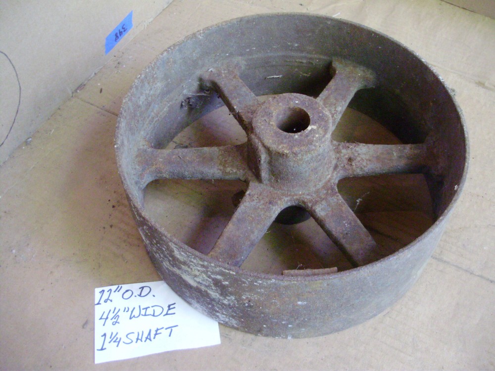 Flat Belt Pulley, Vintage, Cast Iron
