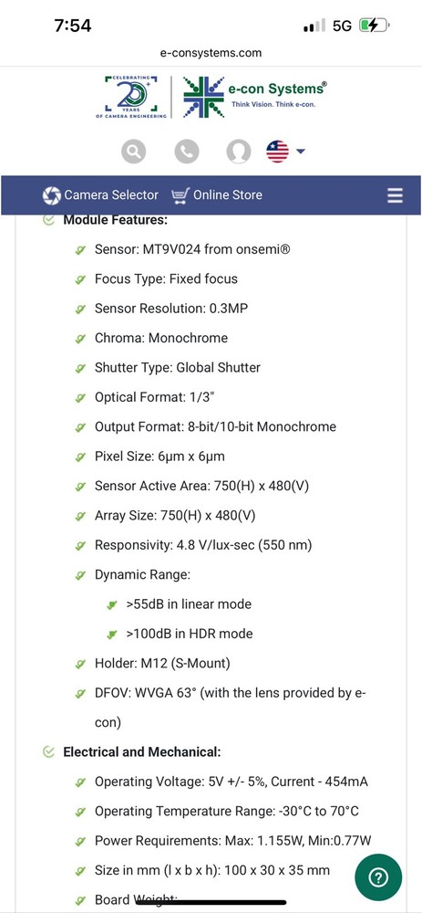 TARA Stereo Vision USB 3.0 Camera
