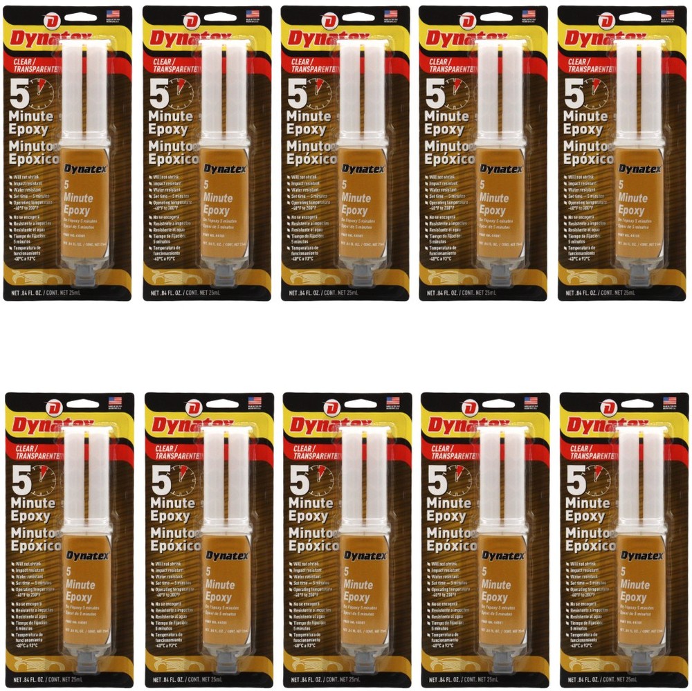Dynatex 5 Min Epoxy 0.84 oz - Fast Cure Strong Bond (10-Pack)