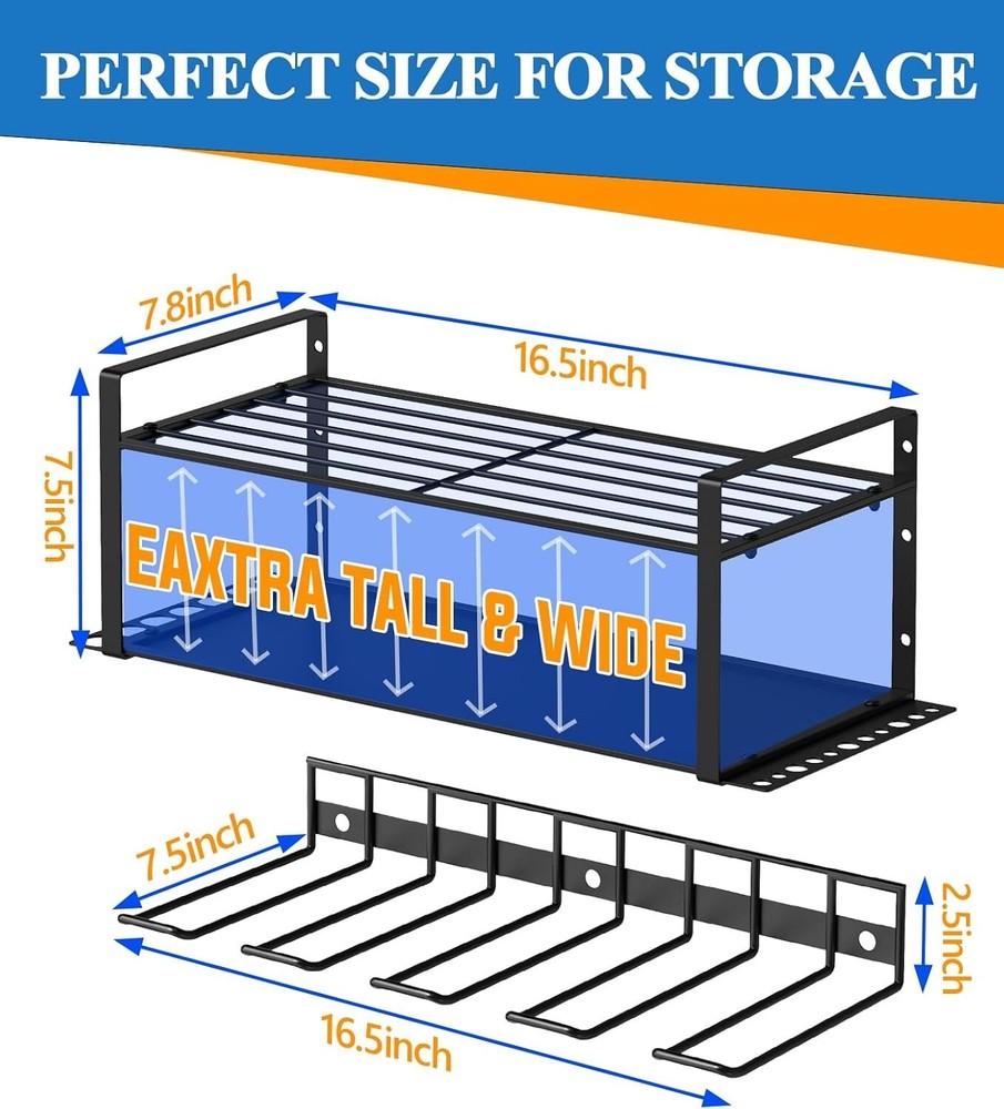 2 Pack Power Tool Organizer Wall Mount Tool Storage Garage Rack 8 Drill Holder