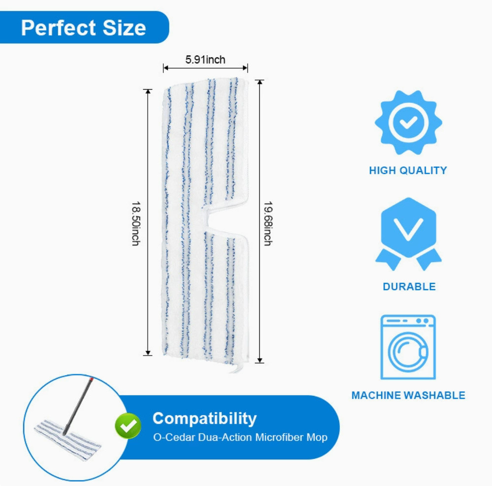 Microfiber Mop Replacement Heads Compatible with O-Cedar Dual Action Flat Mop