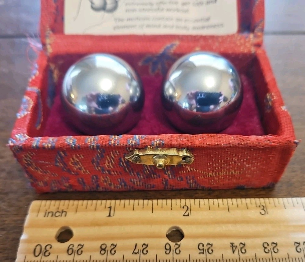 Shouxing De-stress Chime Meditation Baoding Chrome Balls w/ Bell, Original Case