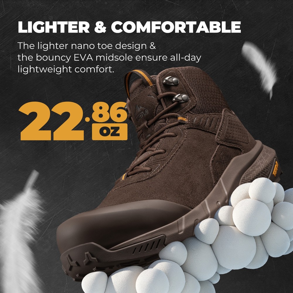 Men Waterproof Composite Toe Work Boots Lightweight Comfortable Safety Boots