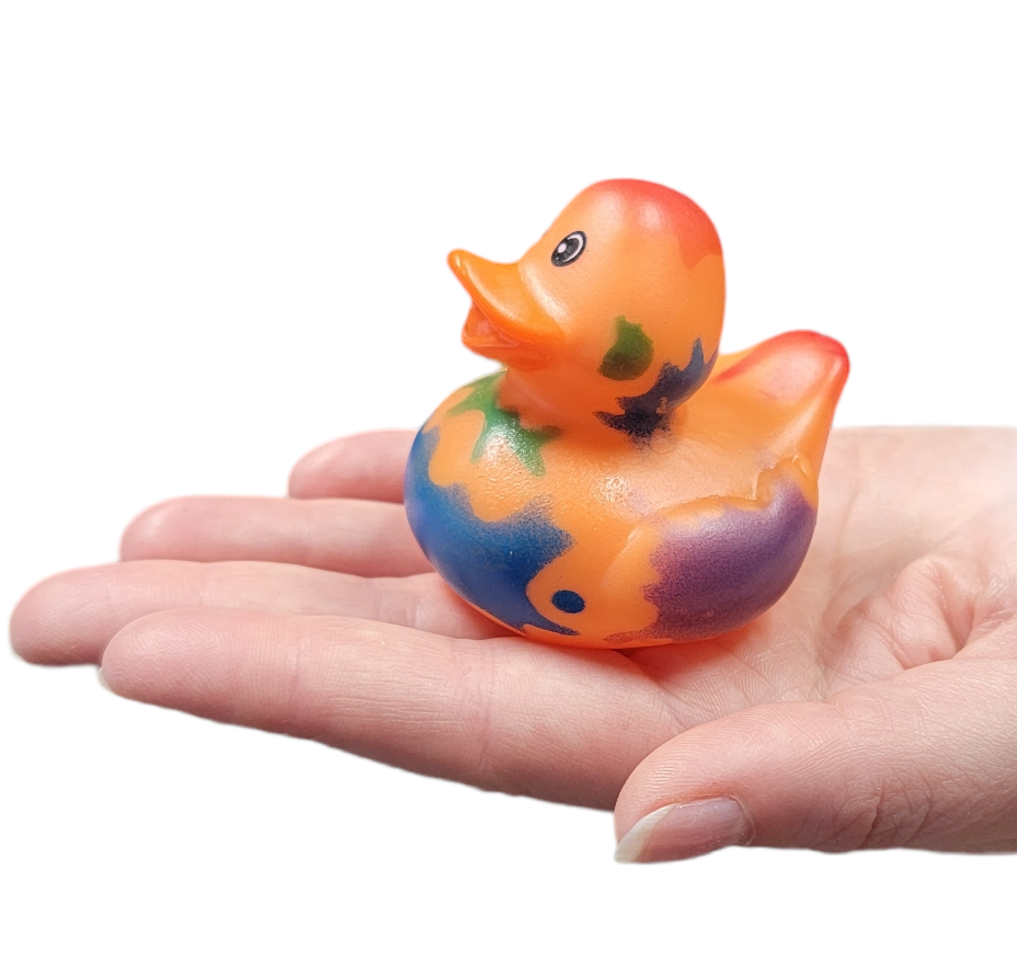 Splat Rubber Duckies (2") Standard Size. (12 Pack) Colorful Paint Splashed Duck