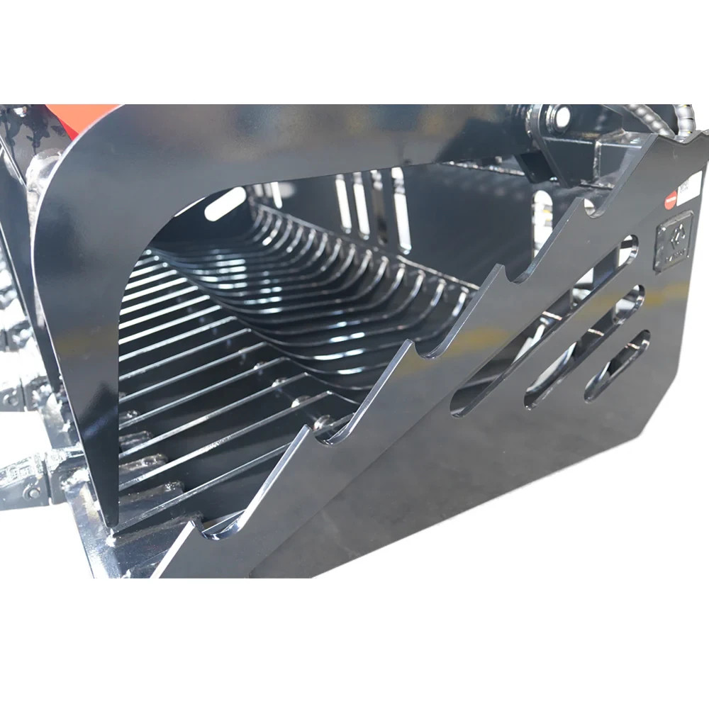 72" Rock Grapple Bucket with Teeth for Skid Steer Attachment Quick Attach