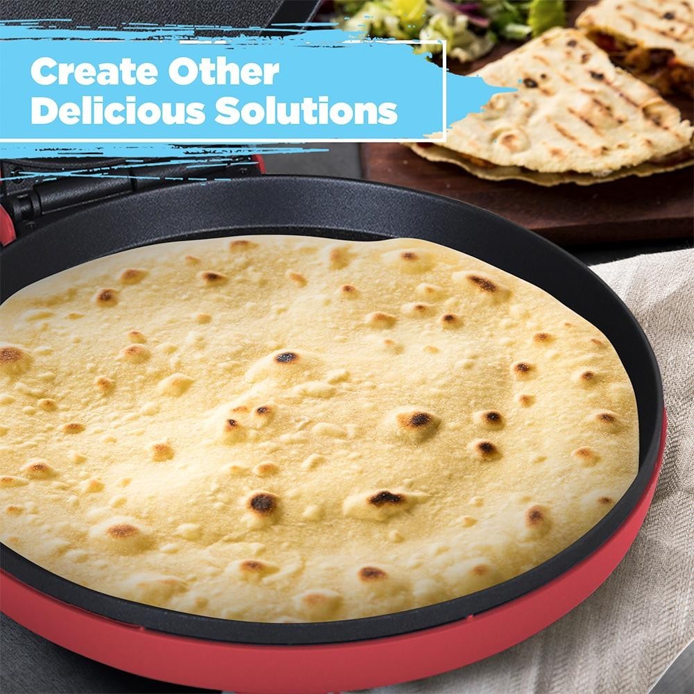 Courant 12 Inch Electronic Pizza Maker, Griddle, Oven, Red