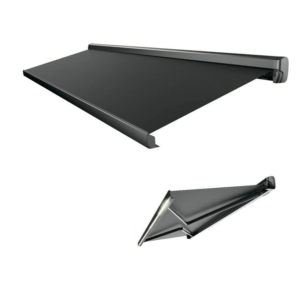 Girard Awning GG 750 . 16'x 8' BLK 12v Armless  Awning. Black , LED (WH)