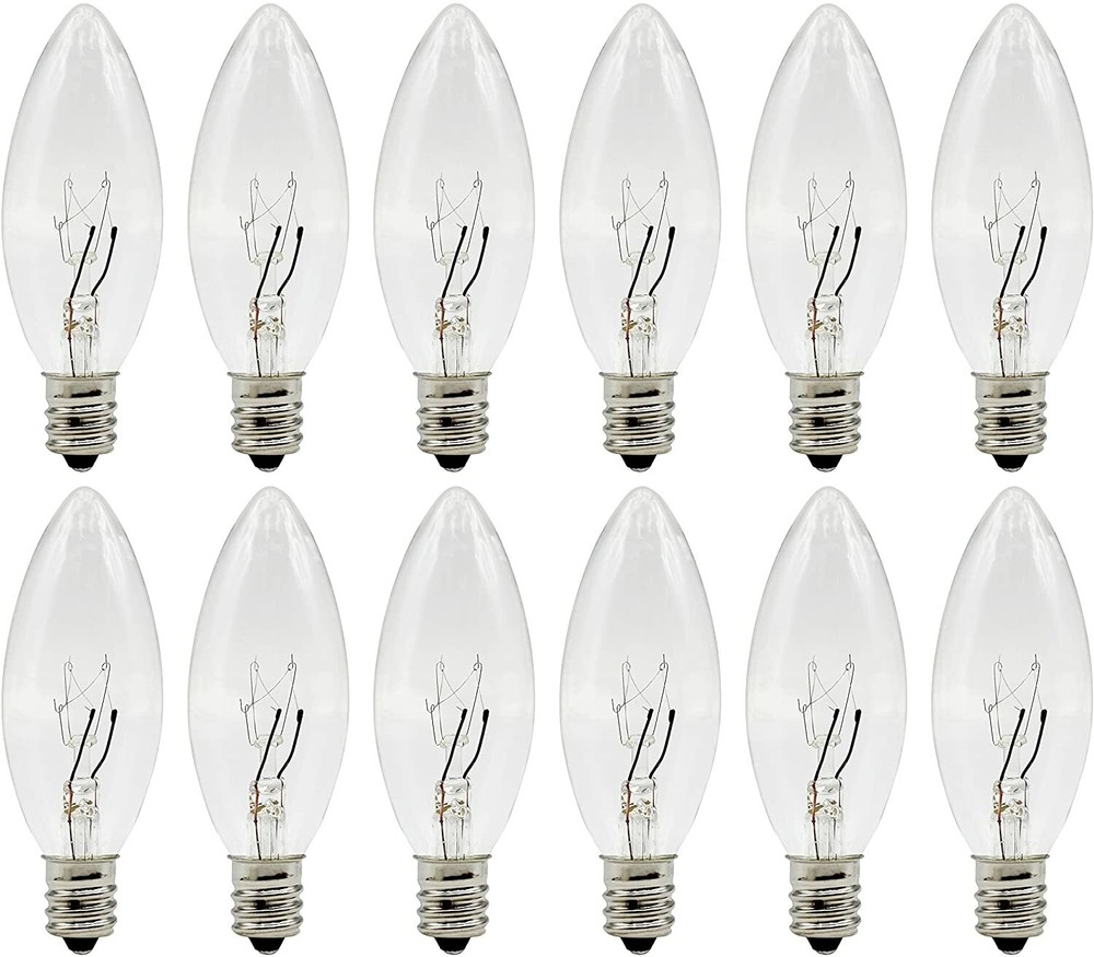 12 Pack - Replacement Light Bulbs for Electric Candle Lamps, Window Candles, 7W
