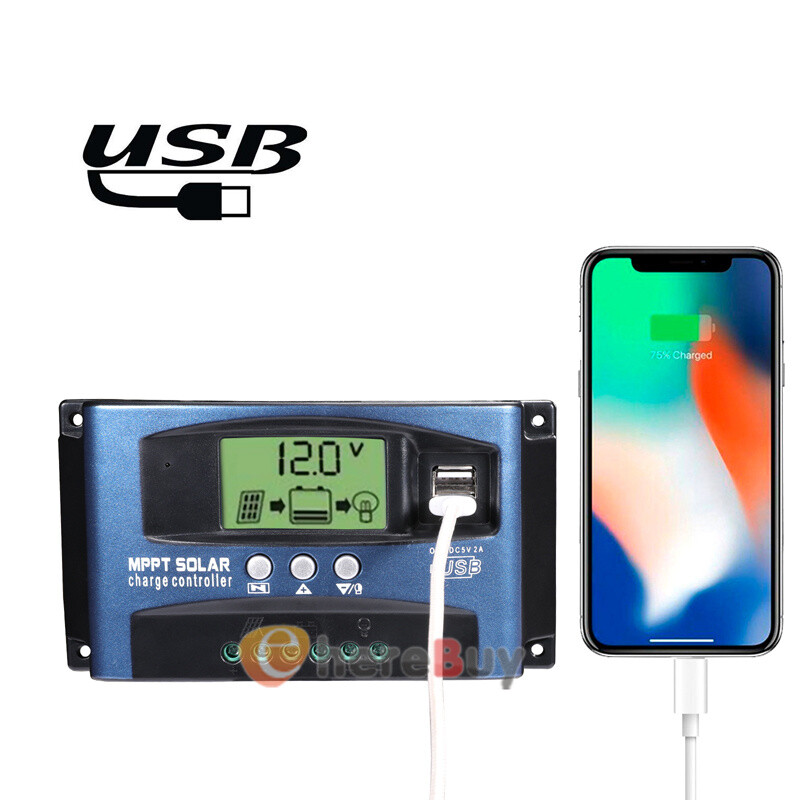 100A Solar Charge Controller Solar Panel Battery 12V/24V Timer Setting MPPT Auto