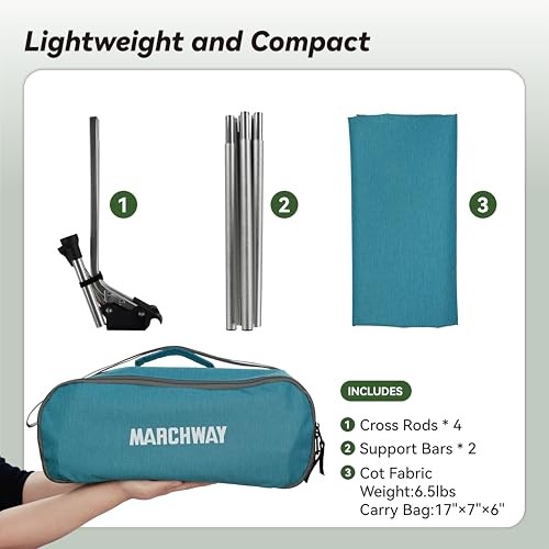 Lightweight Folding Tent Camping Cot Bed with Lever Lock, Easy Setup Blue