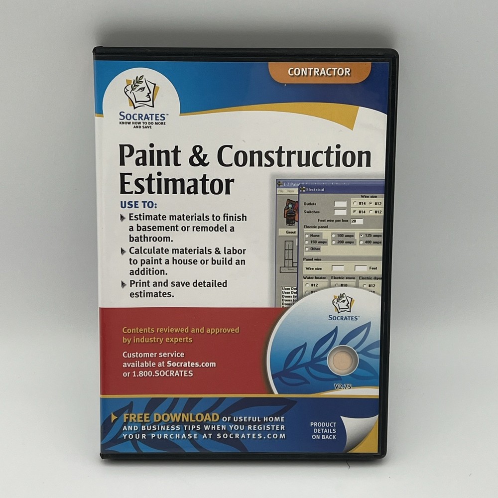 Socrates Paint & Construction Estimator Contractor Software CD V2.75 H5