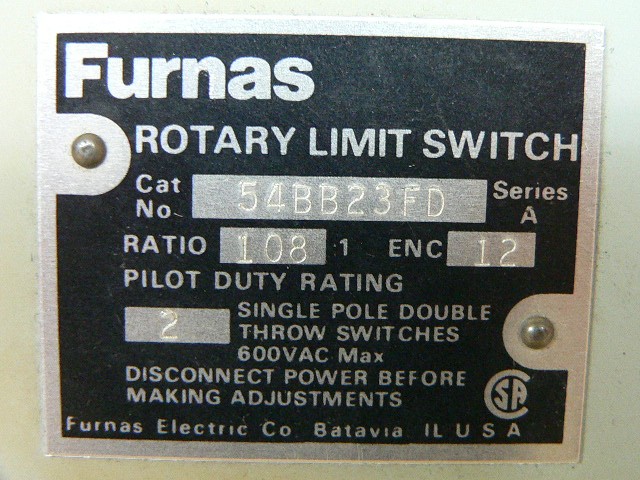 Furnas Rotating Limit Switch Pilot Duty Control 54Bb23fd