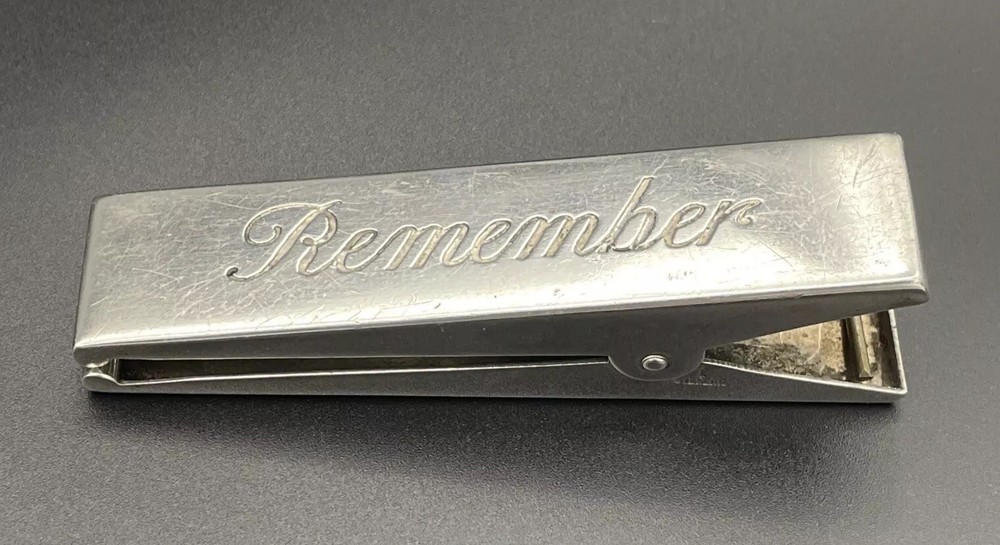 Sterling Silver Memo / Paper / Bill Clip Desk Accessory “ Remember ” Thomae Co
