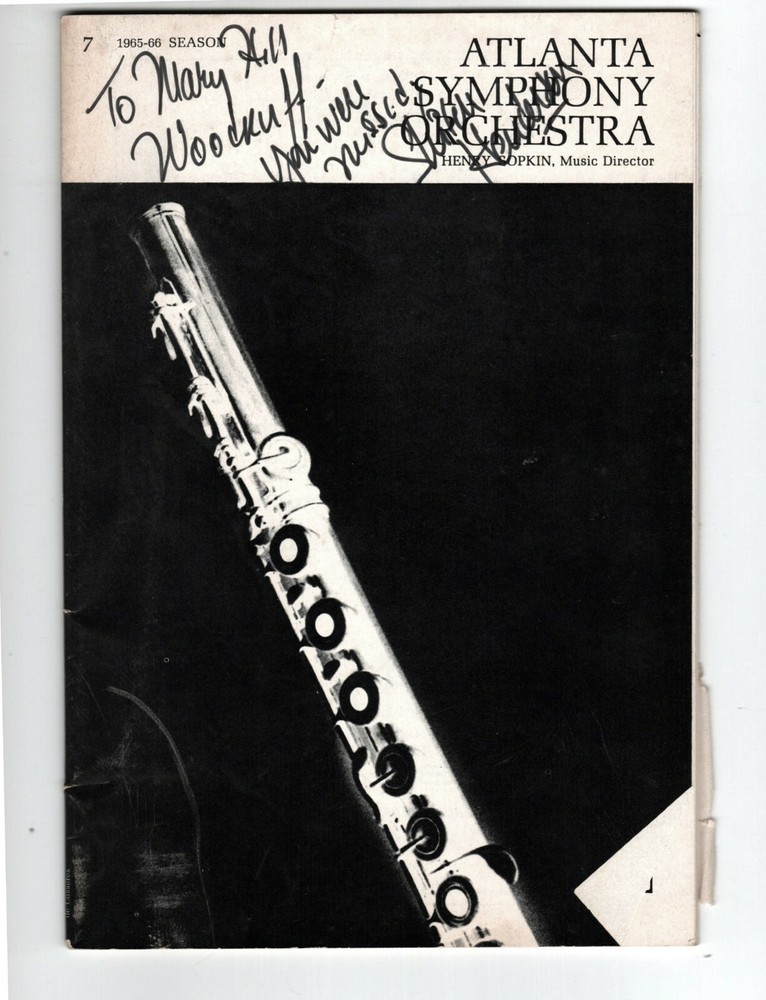 Skitch Henderson Signed Atlanta Symphony Orchestra Program Autographed 1966