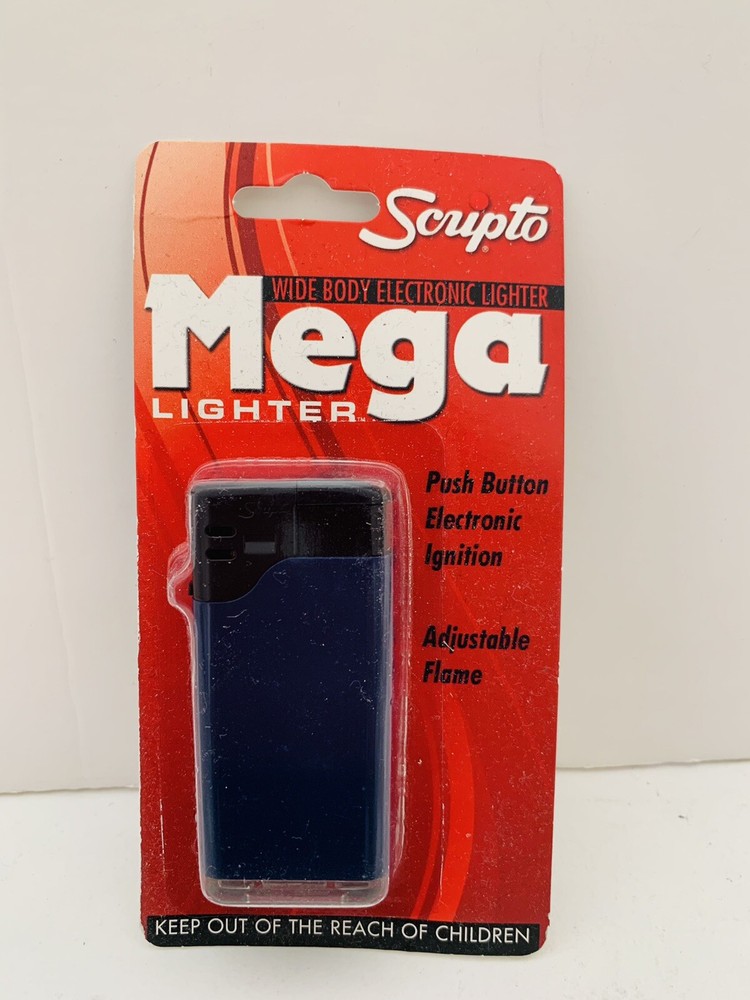 Scripto Wide Body Electronic Mega Lighter w/ Adjustable Flame *Blue Color*