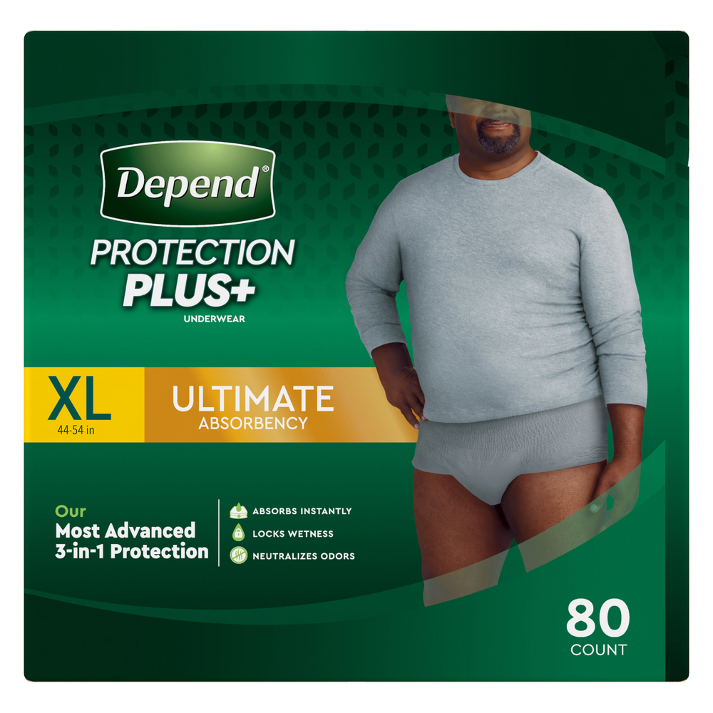 Depend Protection Plus Ultimate Underwear for Men XL 80 Count