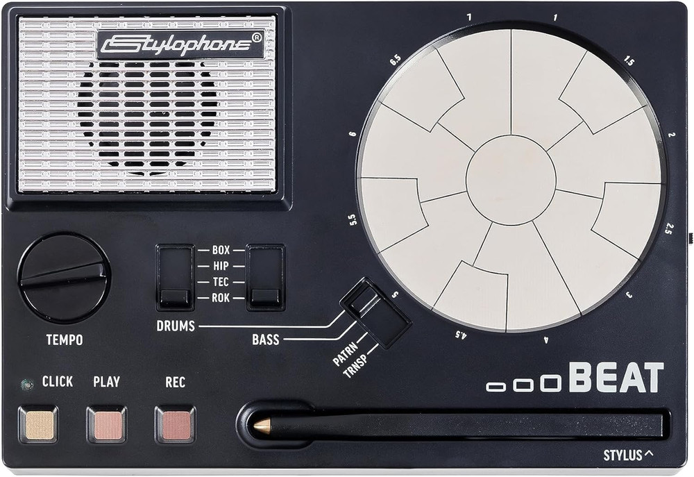 Compact Stylus Drum Machine | 4 Drum Kits & 4 Bass Sounds Drum Loop Machine