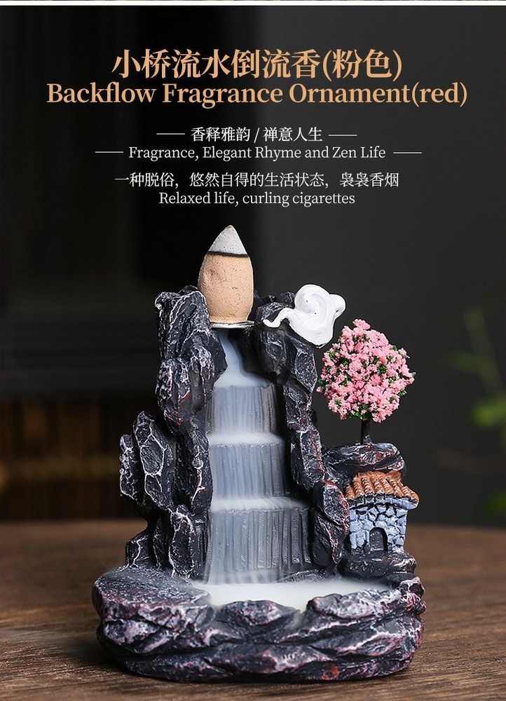 Creative Mountain Stream Resin Backflow Incense Burner Aromatherapy Decor
