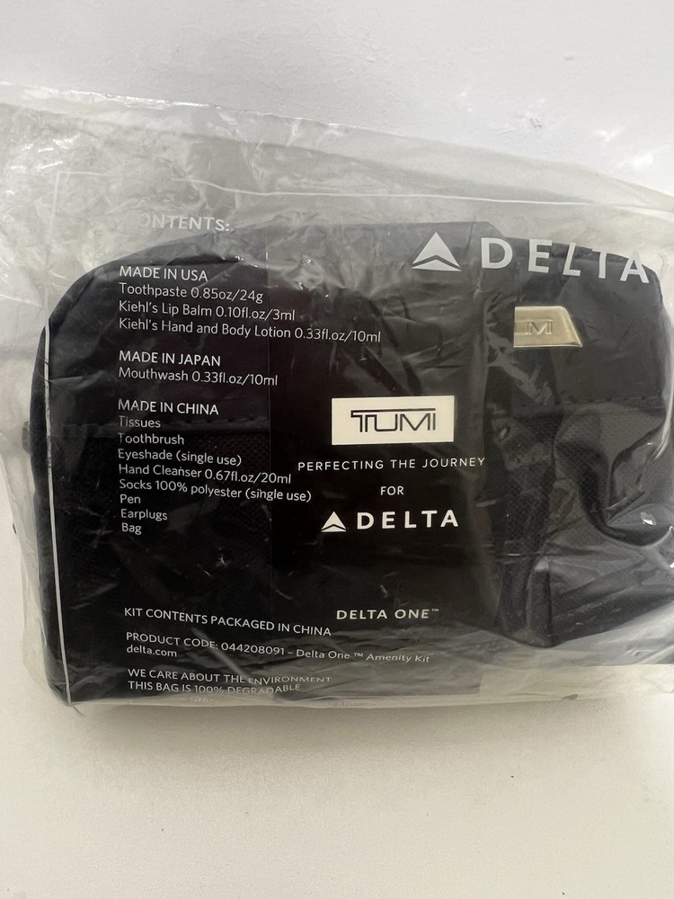 TUMI Delta First Class Amenity Kit Black Soft Case NEW