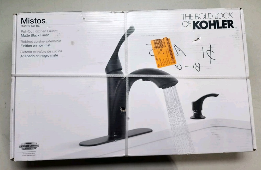 KOHLER Mistos Single-Handle Pull-Out Sprayer Kitchen Faucet in Matte Black