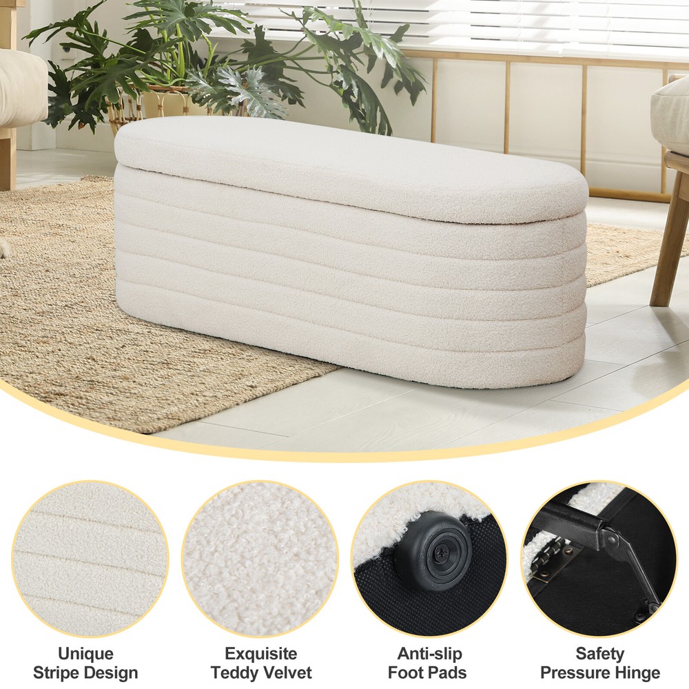 45.5" Upholstered Ottoman with Storage - Fabric, End/Entryway Bench for Sofa