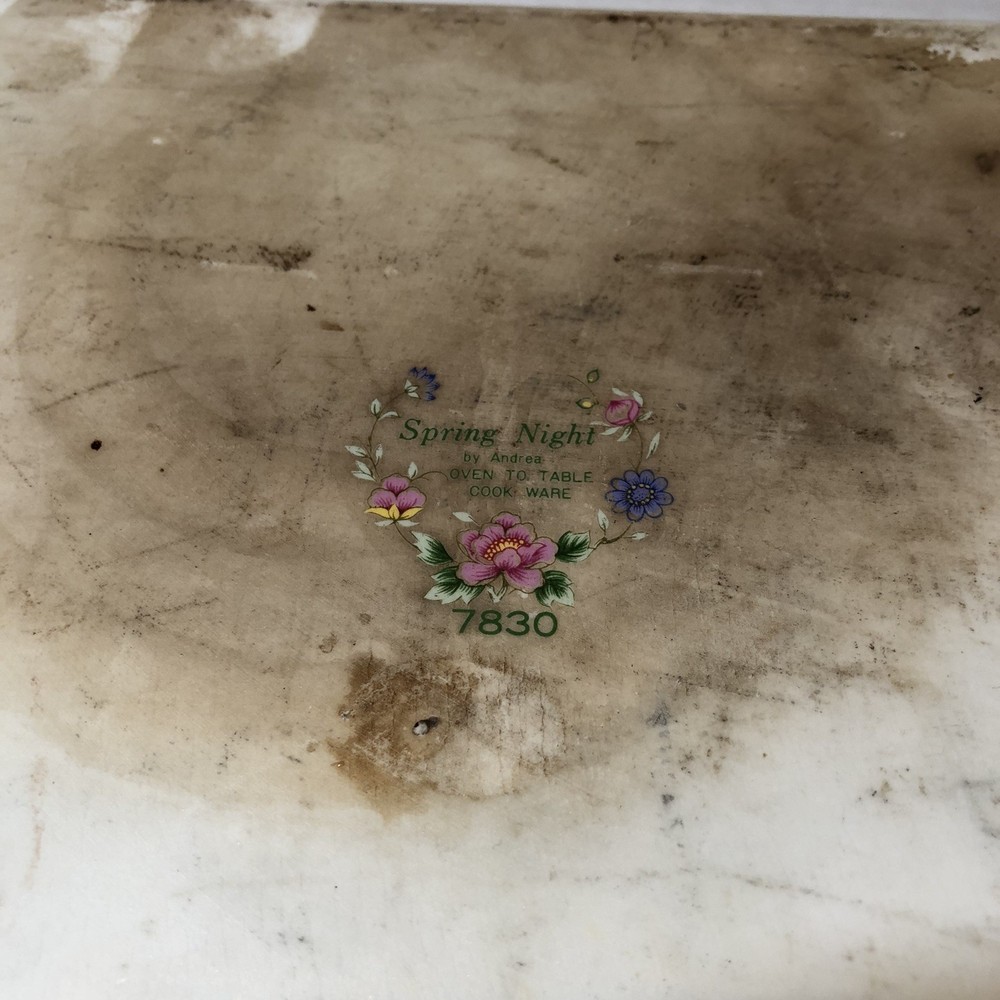 Vtg Andrea Sadek Spring Night Rectangular Baking Dish Floral Flowers GIL