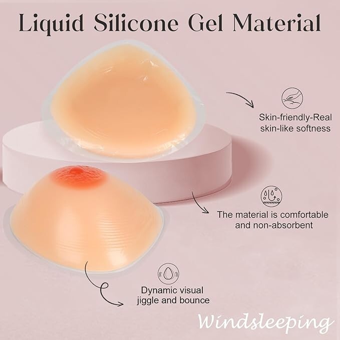 C CupnTriangular Self Adhesive Silicone Prosthesis Breast Forms Mastectomy 800g