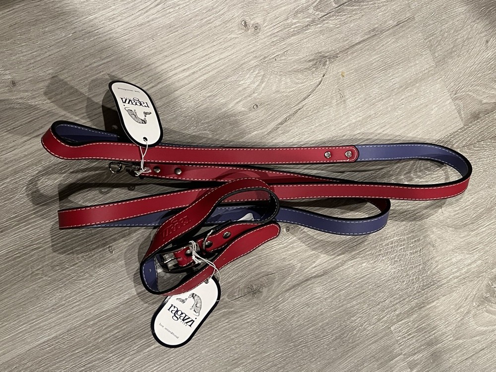 Red Ragazzi leather leash and collar set.