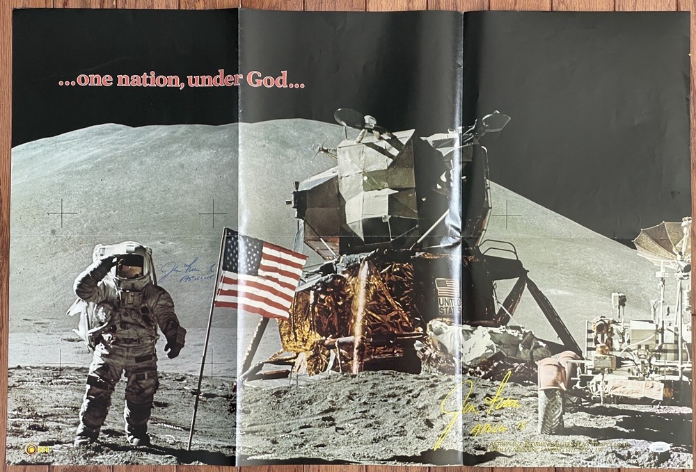 Jim Irwin Signed Poster JSA COA Astronaut Moonwalker Rare
