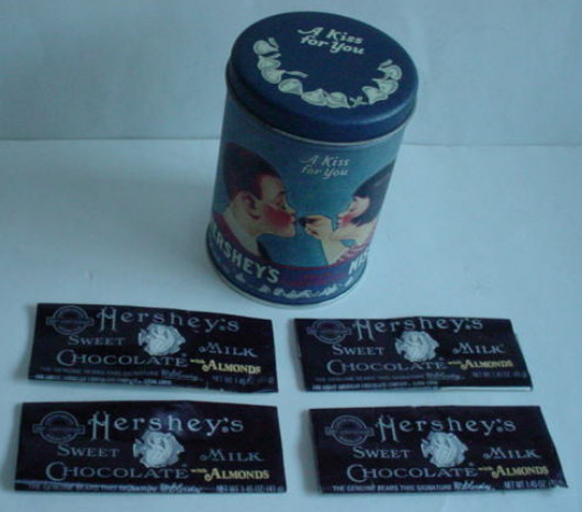 Hershey's Candy Bar Wrapper & Hershey Kisses tin