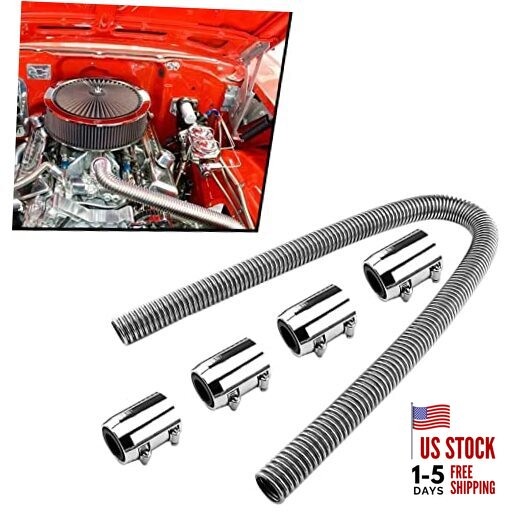 48" Flexible Radiator Hose Kit, Stainless Steel Coolant Water Hose Kit 48 Inch