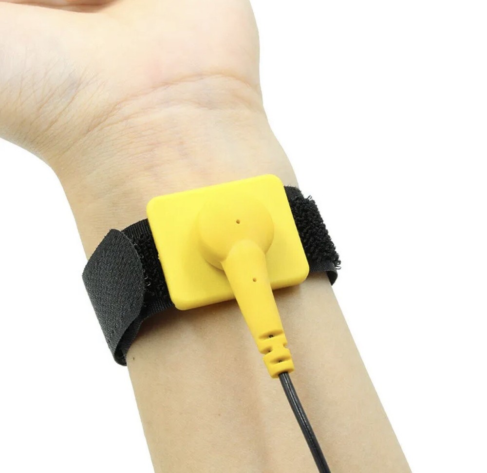 2 Pack Anti-Static Adjustable Grounding Wrist Strap Components Black,Yellow