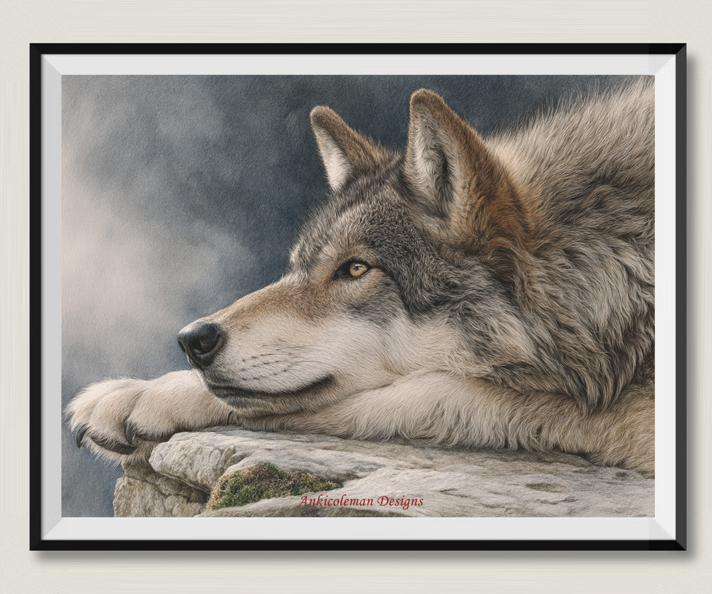 Wolf on the Edge - DIY Chart Counted Cross Stitch Patterns Needlework DMC Color