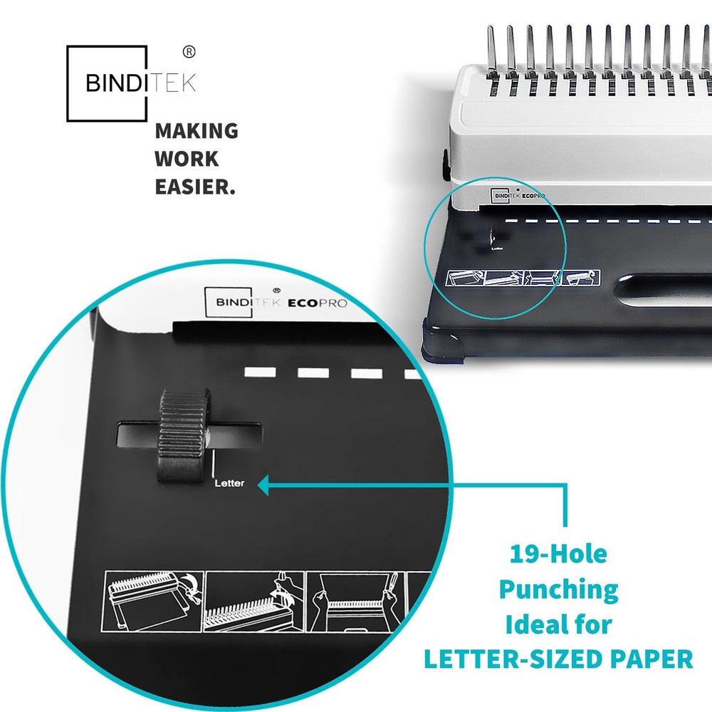 Binditek Binding Machine, 19-Hole, 450 Sheets, Comb Binder Machines with 100 PCS