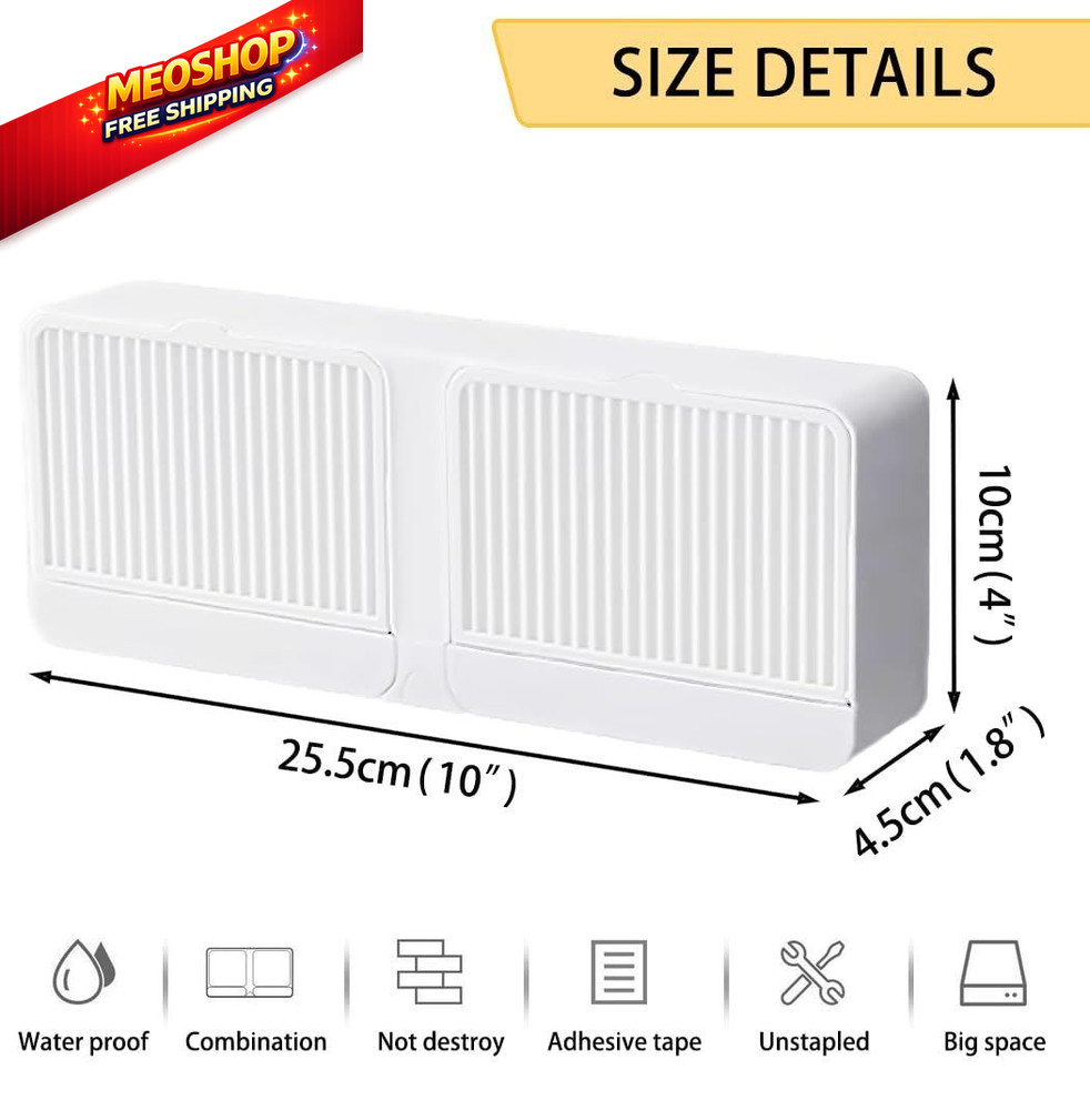 PEFWO Soap Holder with Hooks, 2-in-1 Wall Mounted Dish, one size, White