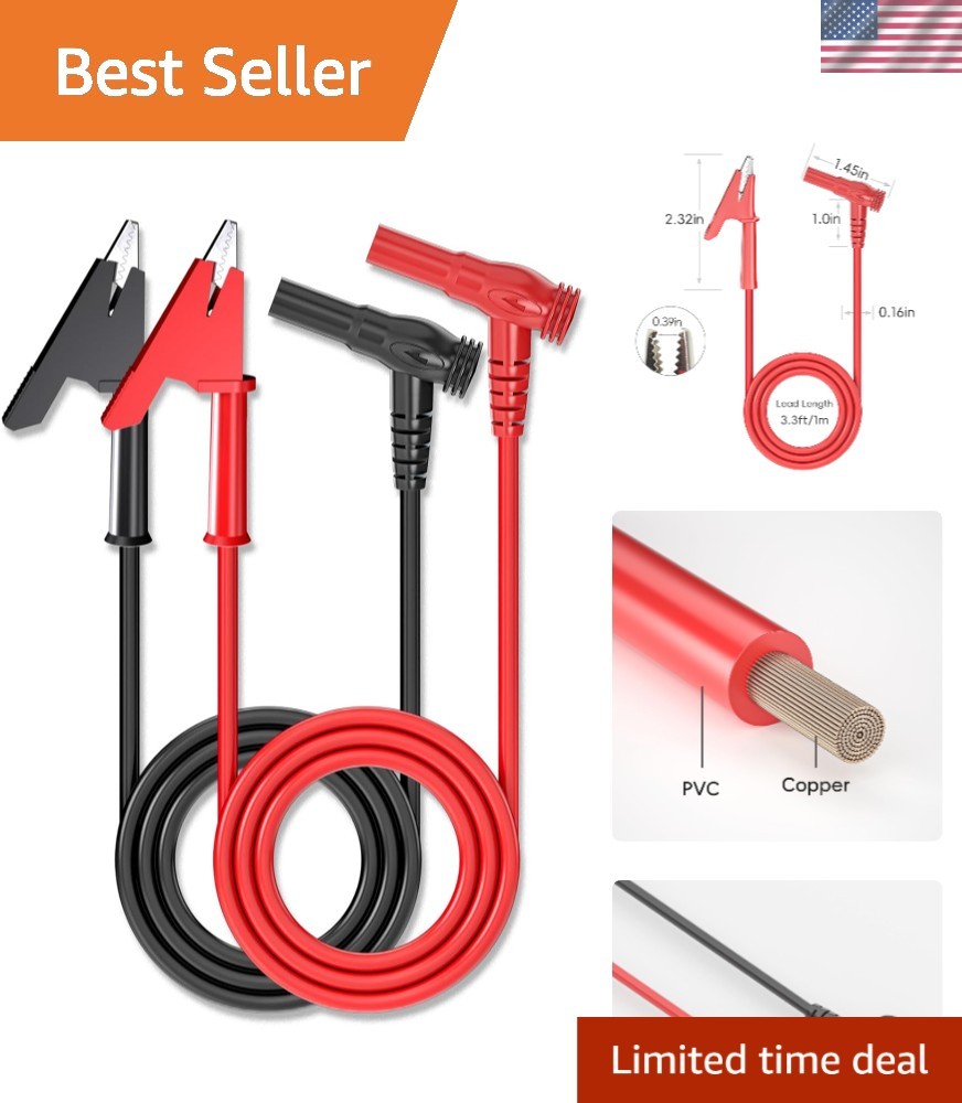 Efficient Electrical Testing with 1000V 3.3ft Banana Plug to Alligator Clips