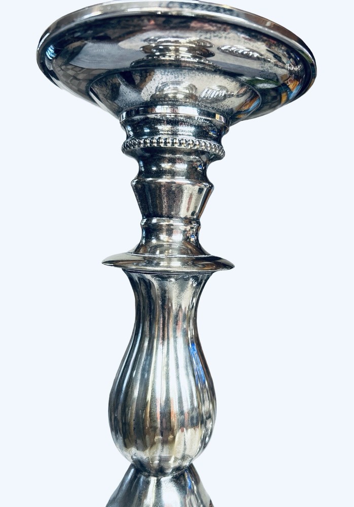 Silver Plated Candlestick Pair Heavy Quality Georgian Style