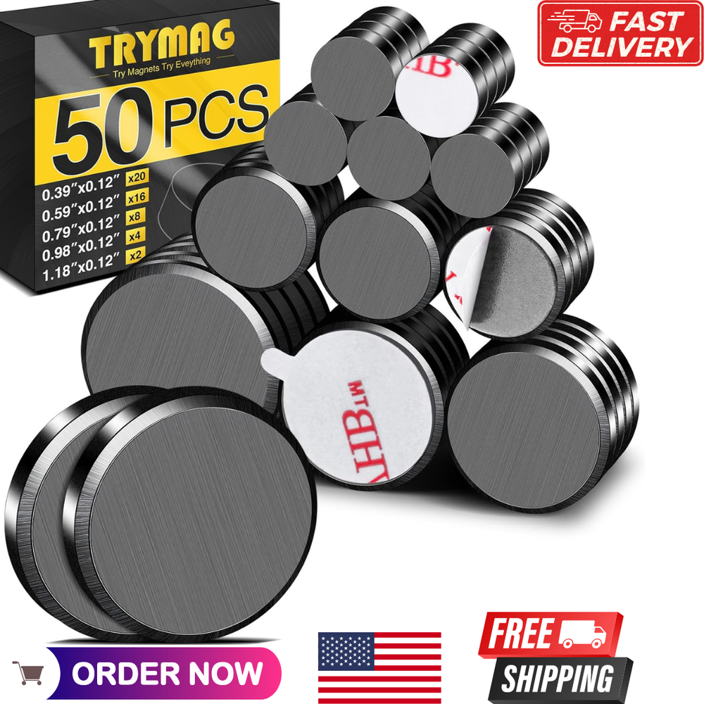 Small Magnets for Crafts with Adhesive Backing, 5 Different Size, 50Pcs Stron...