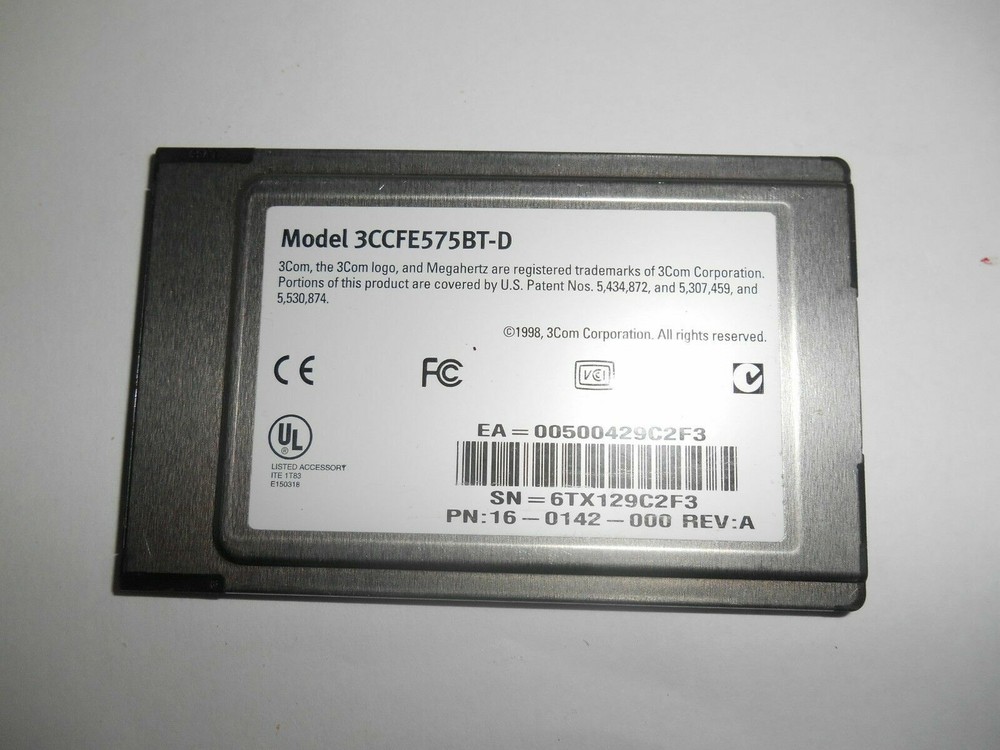 DELL PC CARD Fast Erthernet 10/100 BASE -TX by 3COM Parallel Tasking 3CCFE575BTD