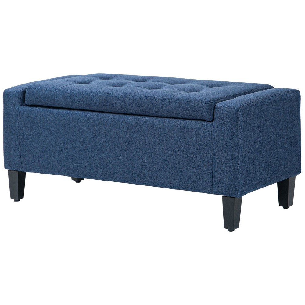 Storage Ottoman, Linen Upholstered Storage Bench with Lift Top