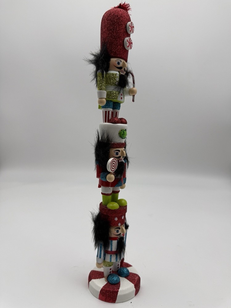 15" Triple Stacked Nutcracker Soldier Totem