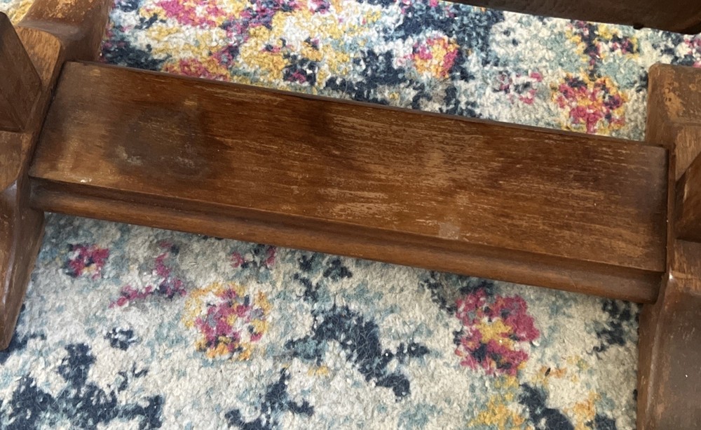 Antique rectangular pivoting shaving mirror 18”x14” w/solid wood base