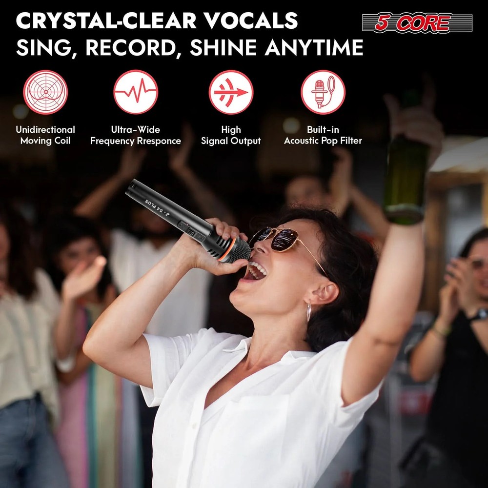 5Core Microphone 3Pc Dynamic Metal Mic Karaoke Singing XLR Handheld Microfono