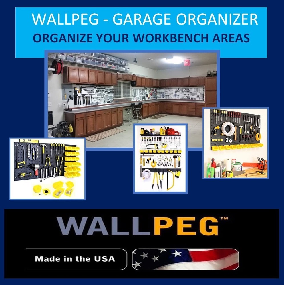 WallPeg Plastic Pegboard Tool Organizer - 72" WIDE Garage Organizer Storage