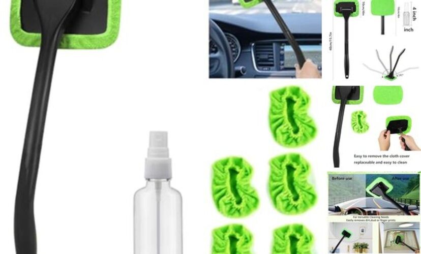 Car Windshield Cleaning Tool, Windshield Cleaner with 5 Washable and Green