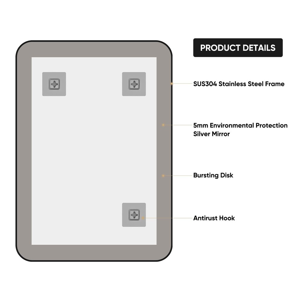 SNUGACE Black Metal Framed Mirror Rectangle Wall Mount Bathroom Vanity Mirror...