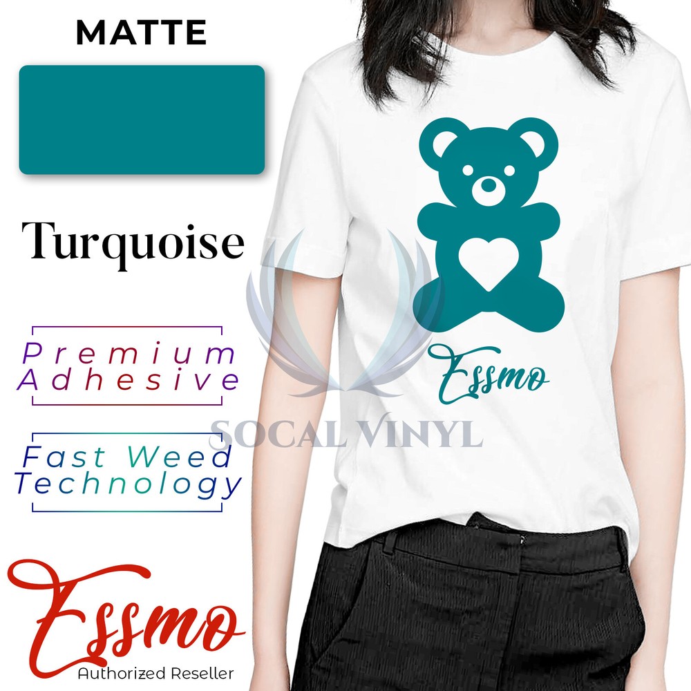 Turquoise Matte Solid Heat Transfer Vinyl HTV T-Shirt 10" Iron Heat Press DP21