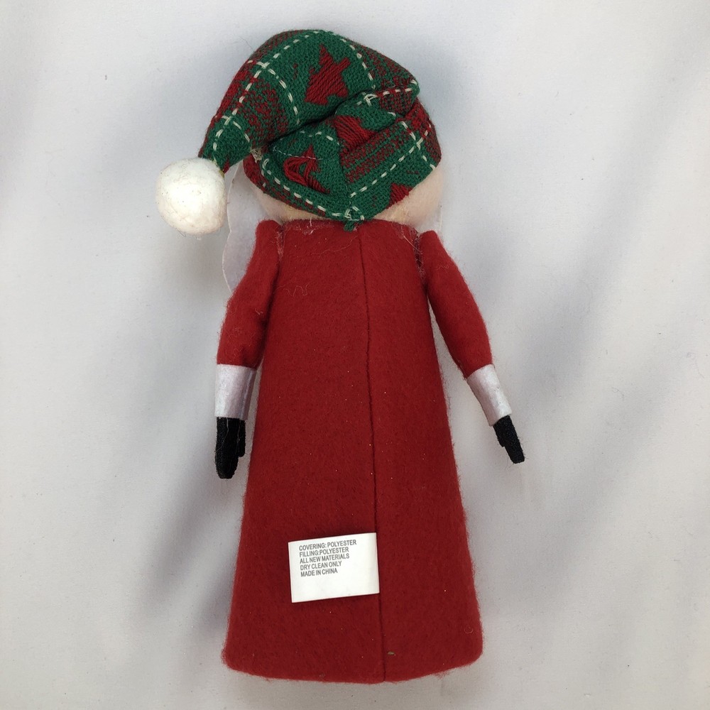 Felt Covered Cone Christmas Santa 10” Tall
